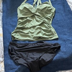 Elegant Olive and Black Women's Bikini Set